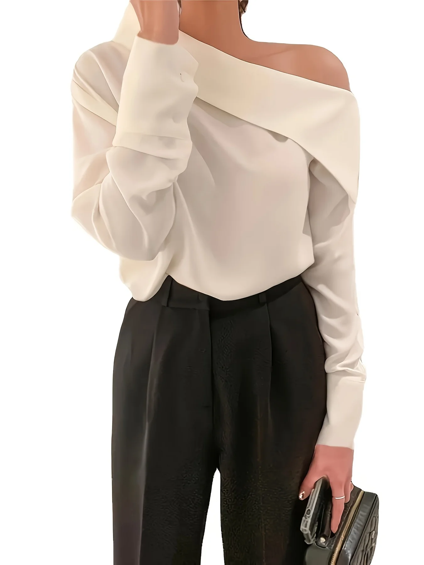 Chemisier élégant à une épaule à manches longues – Image 5