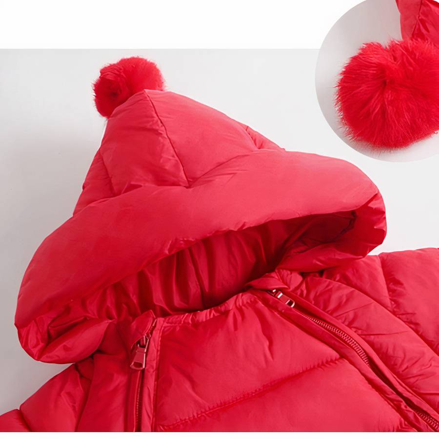 Doudoune bébé barbotteuse rouge avec capuche et chaussons – Image 5