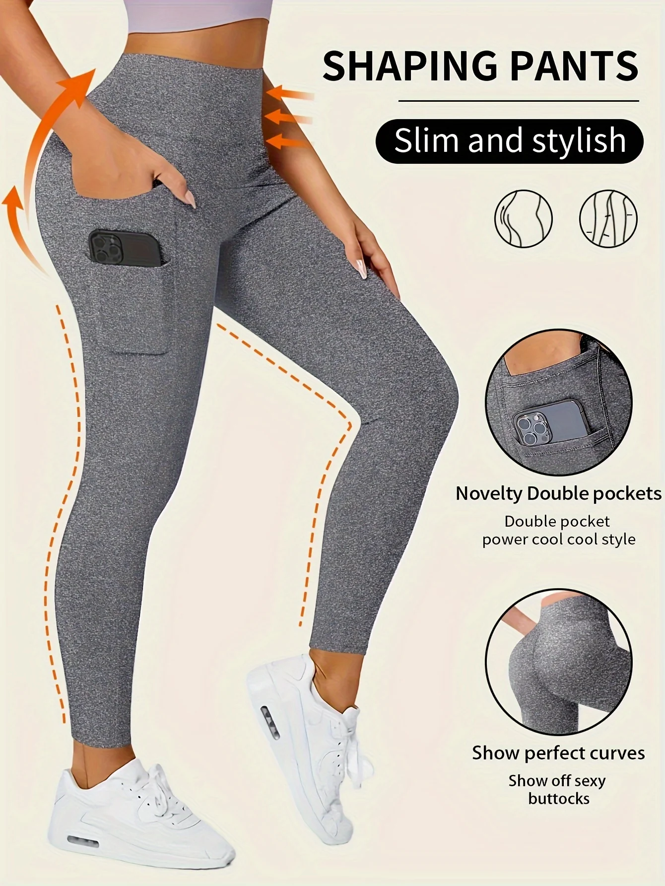 Leggings Slim taille haute sans couture avec poches latérales, vêtements de sport – Image 5