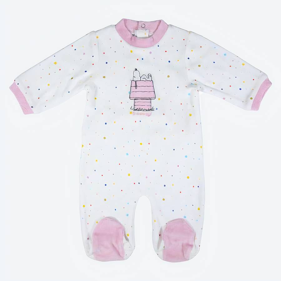Barboteuse à manches longues Snoopy Rose pour Bébé