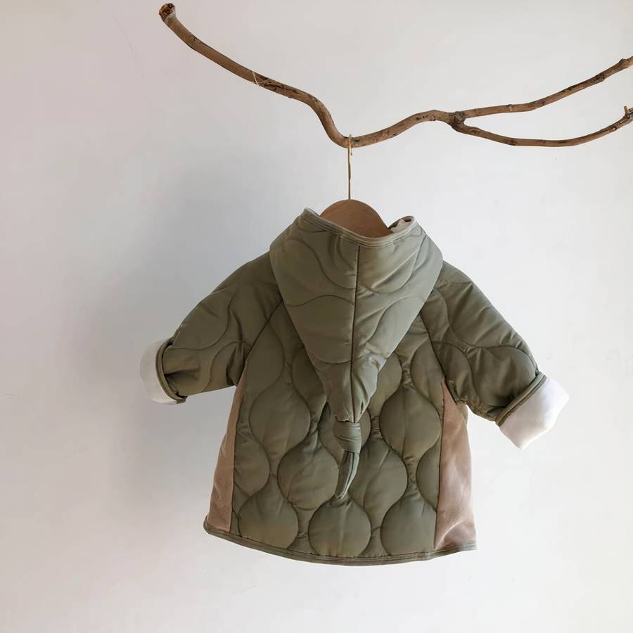 Doudoune bébé garçon vert kaki avec capuche pointue – Image 4
