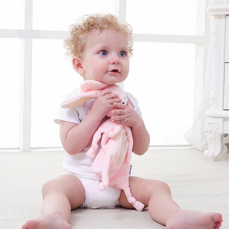 Doudou lapin rose en peluche pour bébés – Image 3