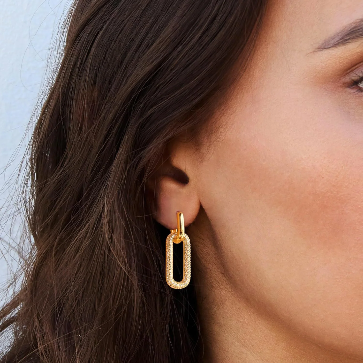 Boucles d'oreilles à maillons chaîne carrée légère et minimaliste – Image 6