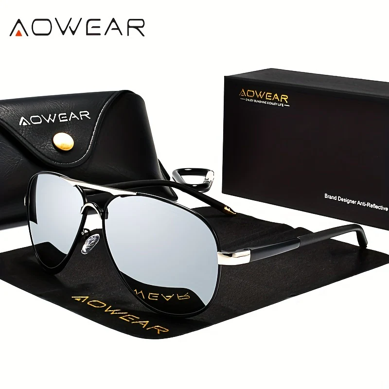 AOWEAR Classique Miroir Polarisé Pour Hommes, Conduite Lunettes – Image 3