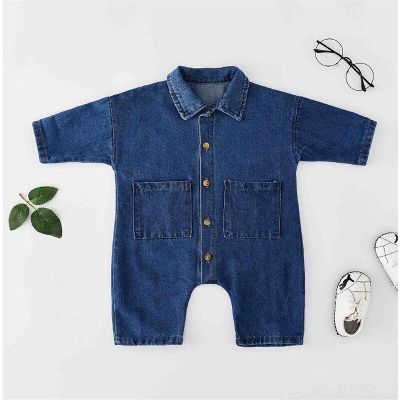 Barboteuse en denim doux pour bébés – Image 5