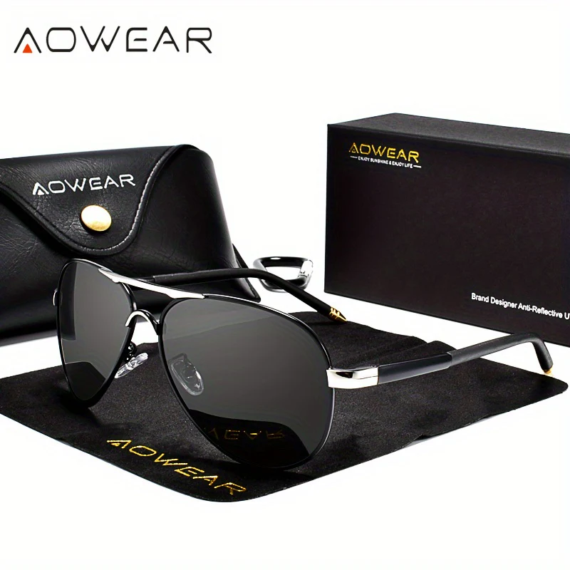 AOWEAR Classique Miroir Polarisé Pour Hommes, Conduite Lunettes – Image 8