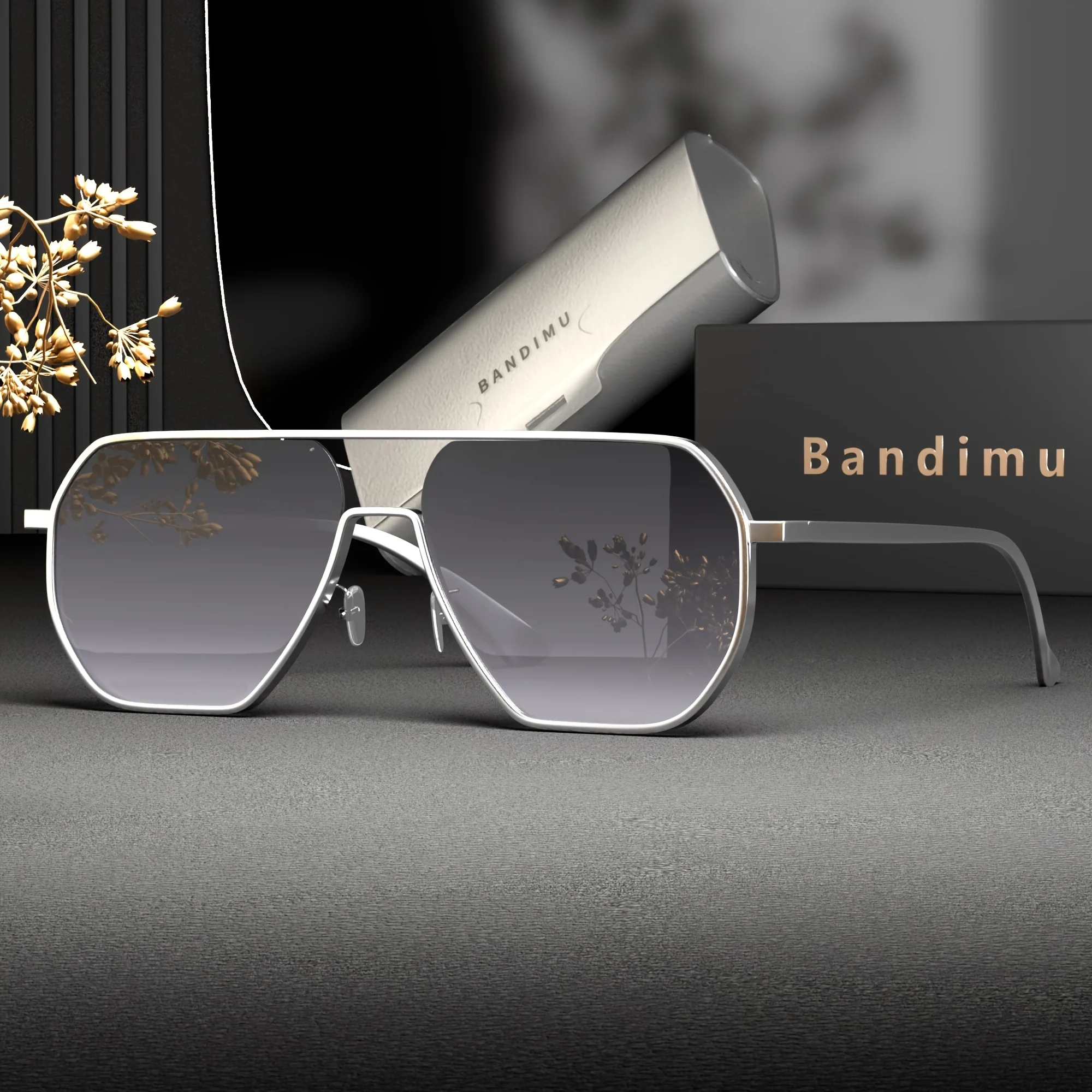 Bandimu Lunettes de luxe rétro pilote tendance pour homme – Monture en métal – Image 3