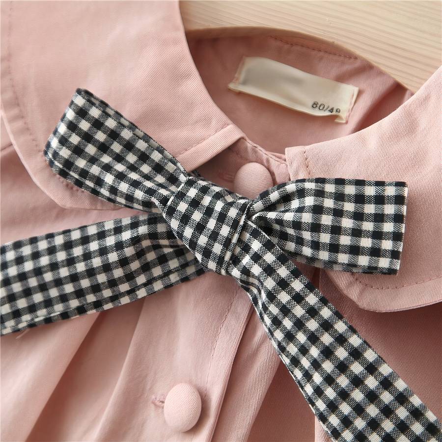 Manteau d’hiver avec nœud à carreau pour bébé – Image 4