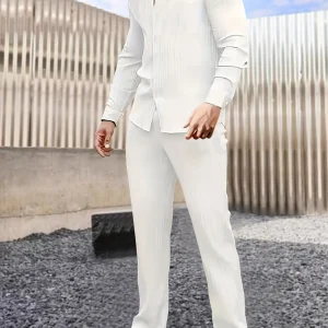 Ensemble 2 pièces décontracté ,chemise boutonné, pantalon à cordon  décontracté