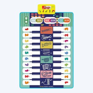 Tapis d’éveil musical multifonction bleu avec chiffres pour enfants
