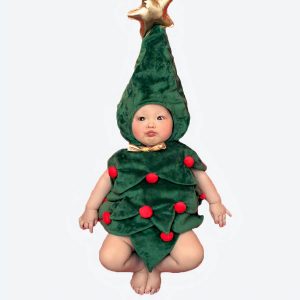 Déguisement bébé de petit sapin de Noël pour bébé avec chapeau