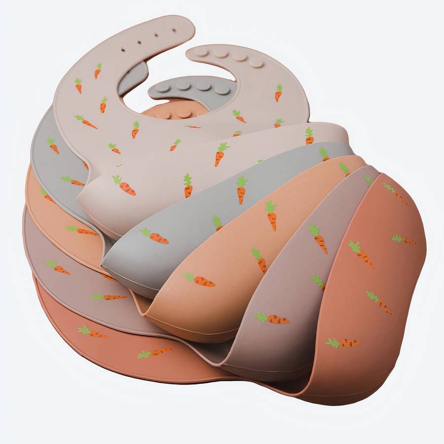 Bavoir en silicone imperméable avec imprimé de carottes pour bébé – Image 2