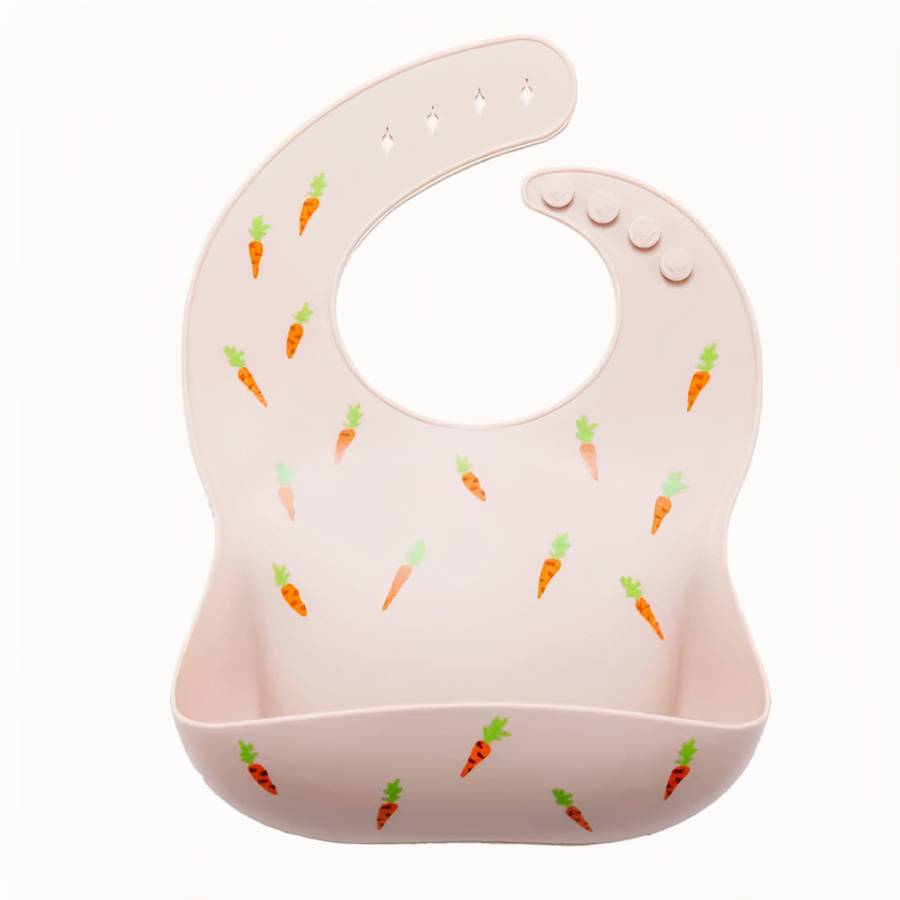Bavoir en silicone imperméable avec imprimé de carottes pour bébé – Image 9
