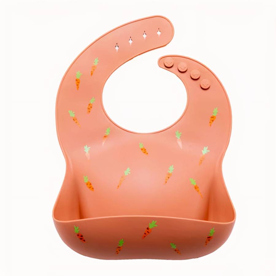 Bavoir en silicone imperméable avec imprimé de carottes pour bébé – Image 8