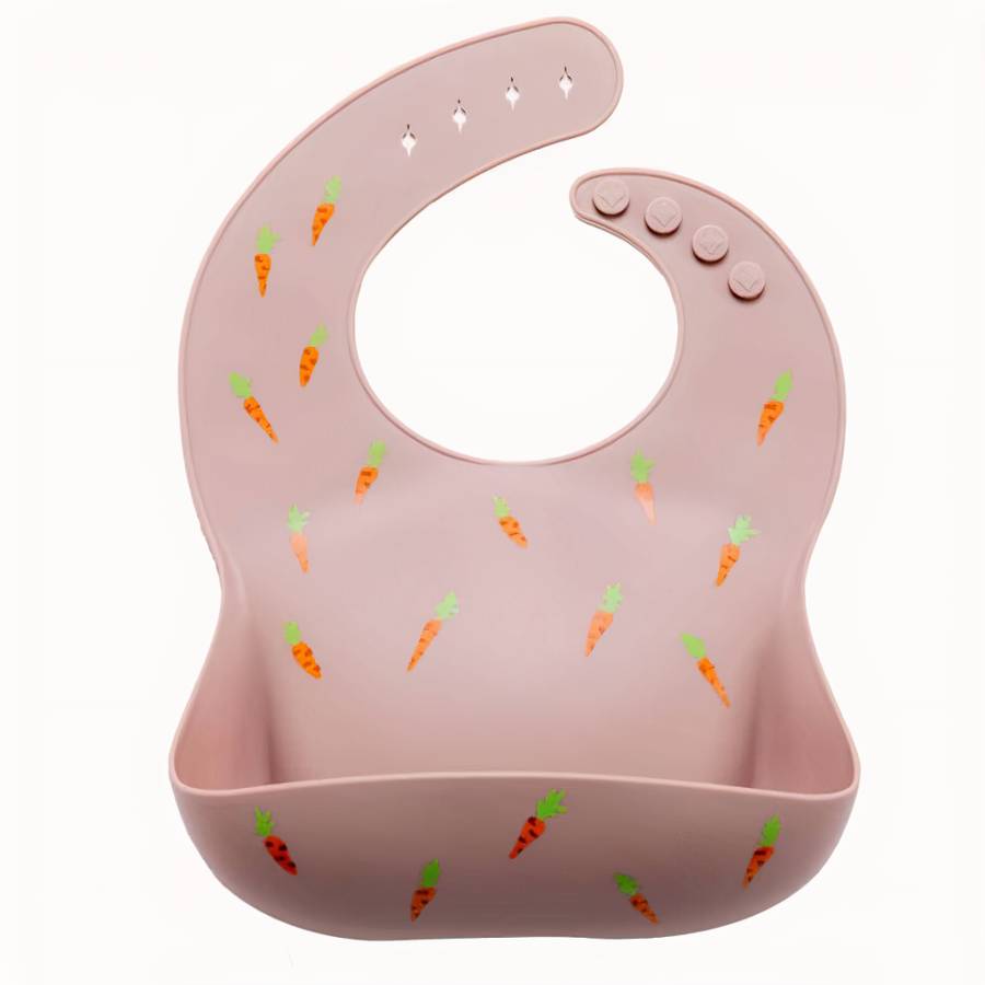 Bavoir en silicone imperméable avec imprimé de carottes pour bébé – Image 7