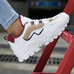 Baskets épaisses à blocs, maille respirante, à lacets