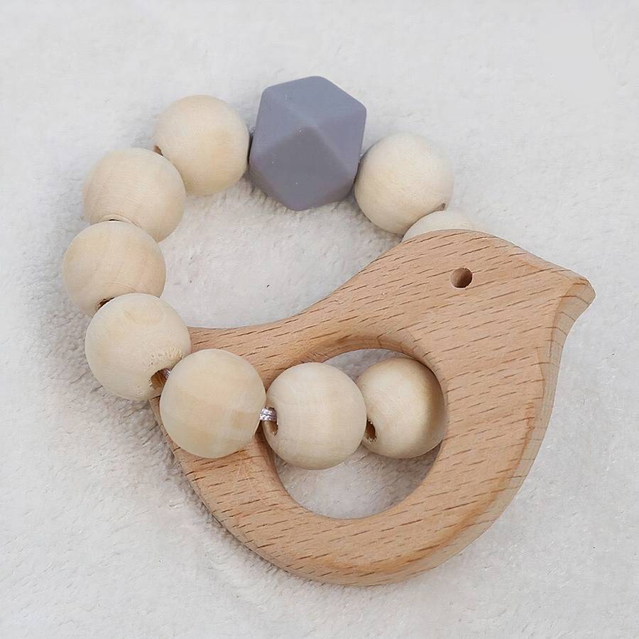 Hochet de dentition en bois de hêtre pour bébé – Image 4