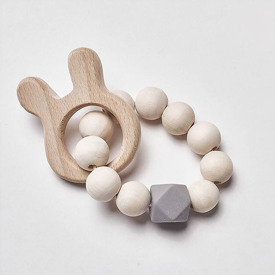 Hochet de dentition en bois de hêtre pour bébé – Image 5