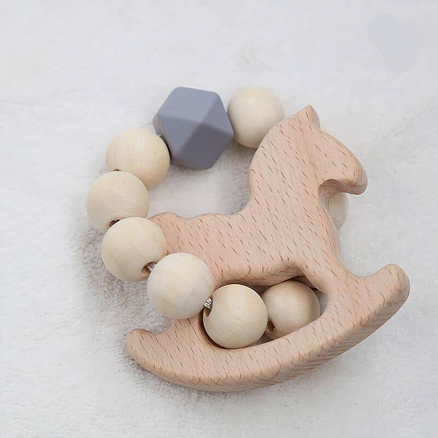 Hochet de dentition en bois de hêtre pour bébé – Image 6