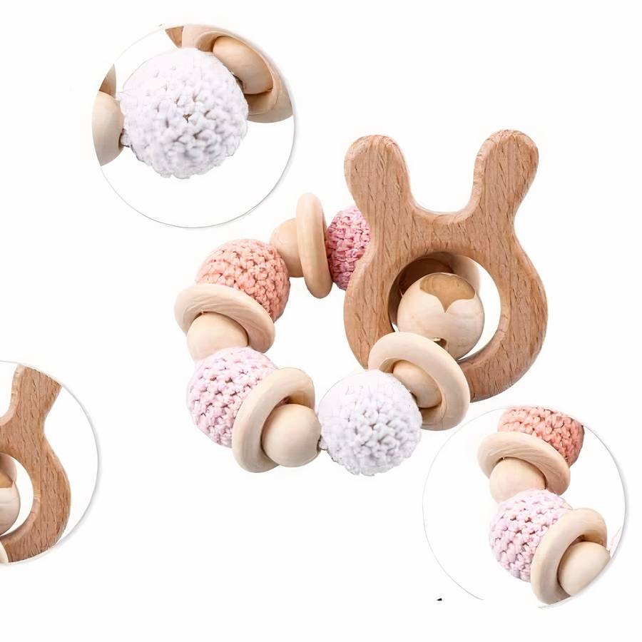 Bracelet hochet en bois pour bébé – Image 3