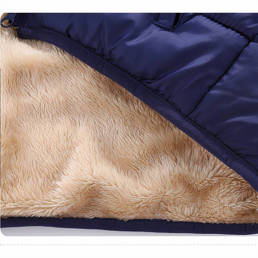 Doudoune bébé garçon bleue foncée rembourrée avec velours intérieur – Image 5