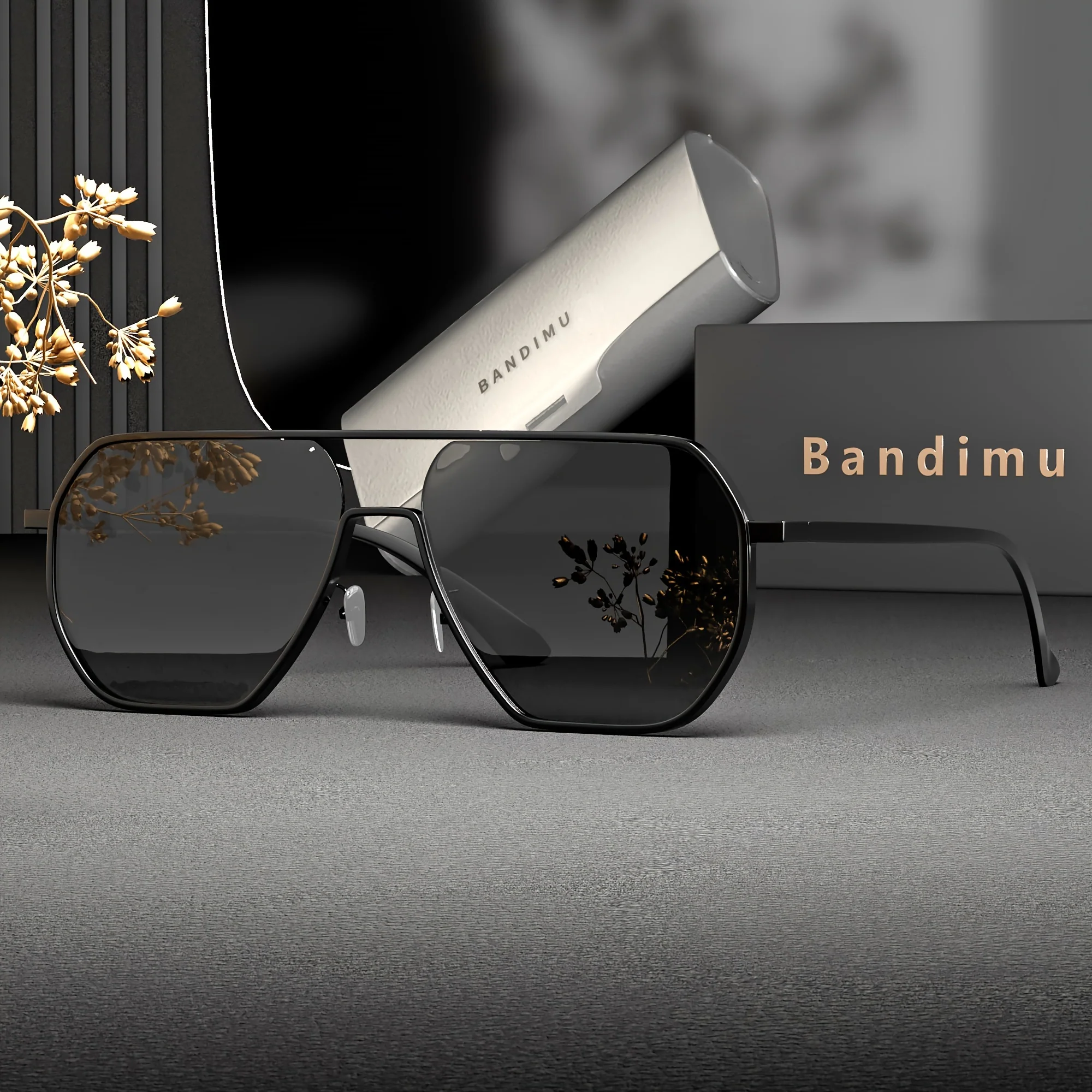 Bandimu Lunettes de luxe rétro pilote tendance pour homme – Monture en métal – Image 7