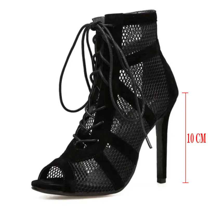 Chaussures à talons hauts en daim, lacets croisés – Image 4
