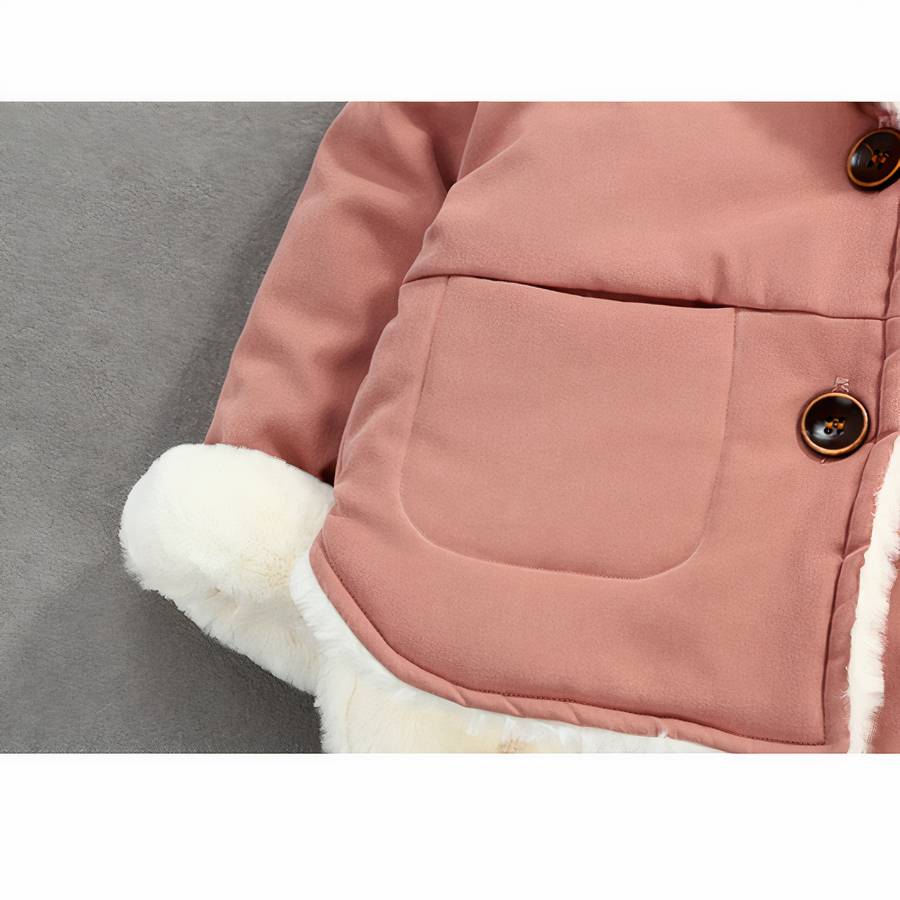 Manteau épais chaud en velours à capuche motif oreille d’ours – Image 5