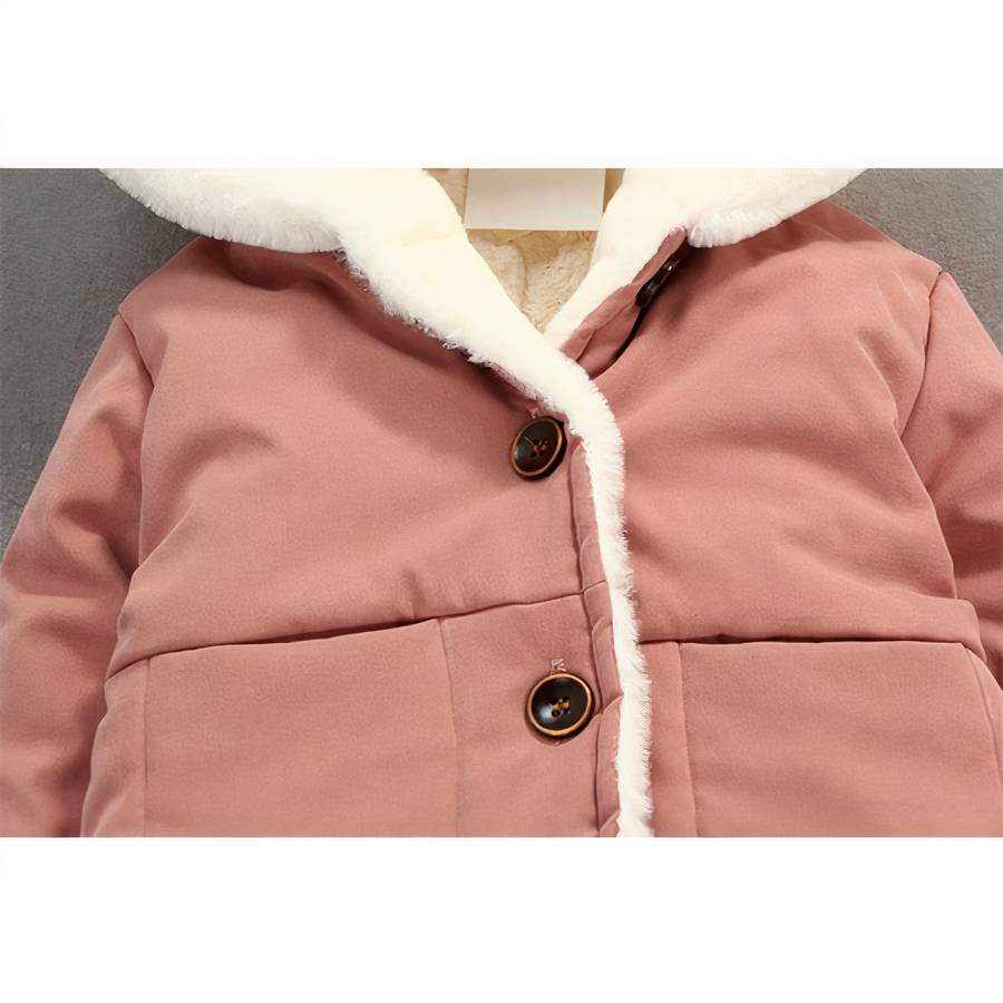 Manteau épais chaud en velours à capuche motif oreille d’ours – Image 4
