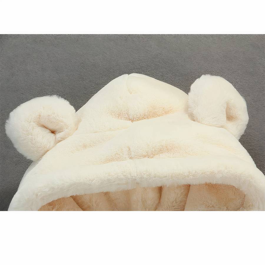 Manteau épais chaud en velours à capuche motif oreille d’ours – Image 3