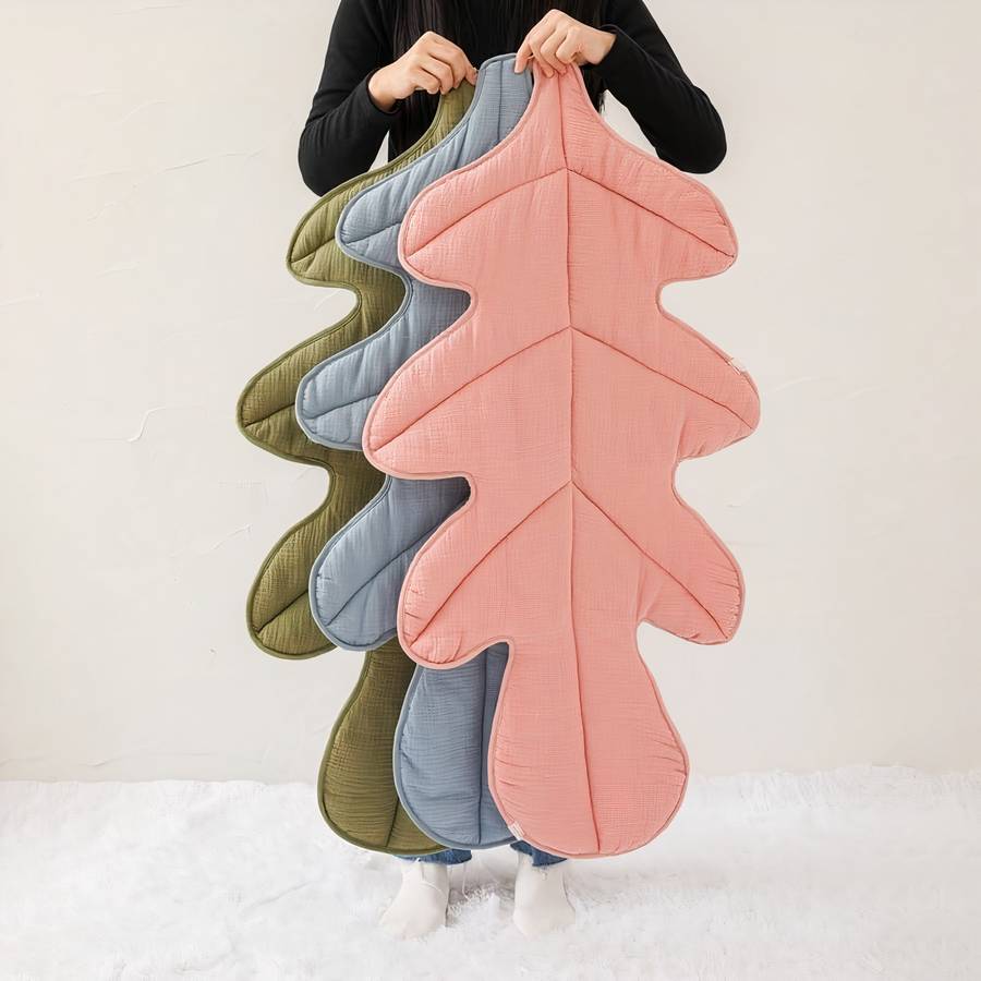 Tapis de jeu en forme de feuille en coton pour bébé – Image 3