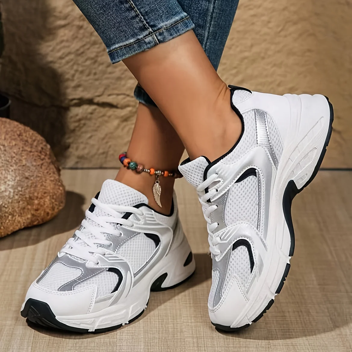 Baskets à plateforme épaisse pour femme – Dessus en maille respirante – Image 3