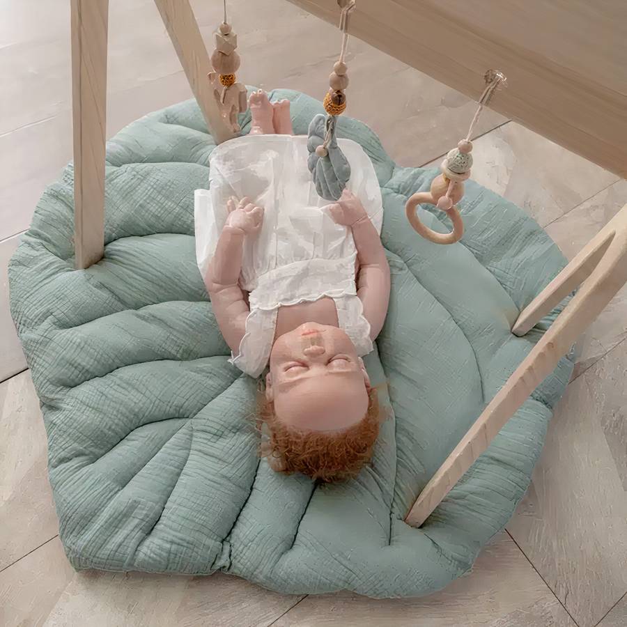 Tapis de sol bébé vert en coton pour bébé – Image 3