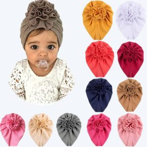 Bandeaux turban à nœud pour bébé fille couleur unie