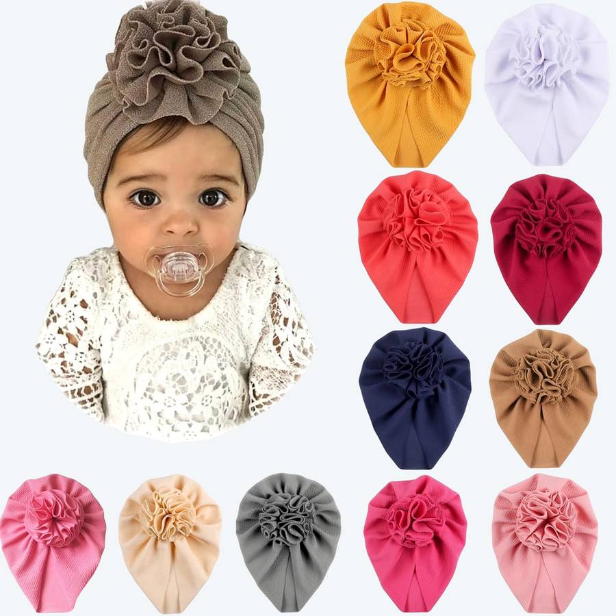 Bandeaux turban à nœud pour bébé fille couleur unie