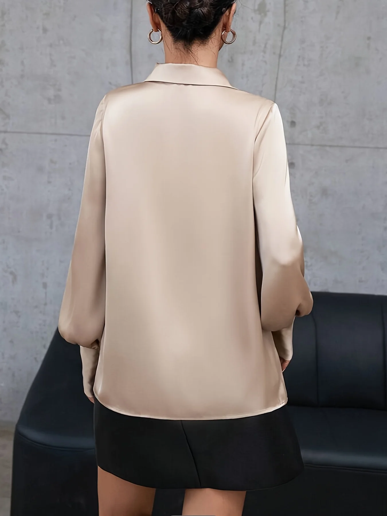 Chemise élégante en satin à manches longues – Image 8