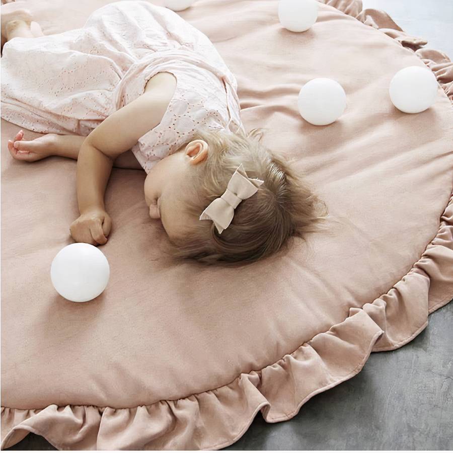 Tapis de sol bébé rond en dentelle douce – Image 5
