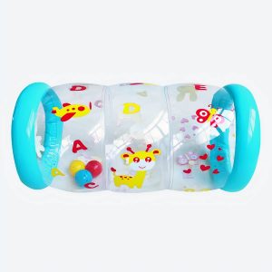Jouet gonflable bébé rouleau bleu avec imprimés girafe et avion
