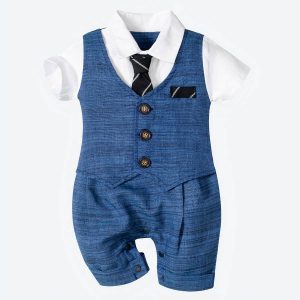 Barboteuse légère costume cravate pour bébé