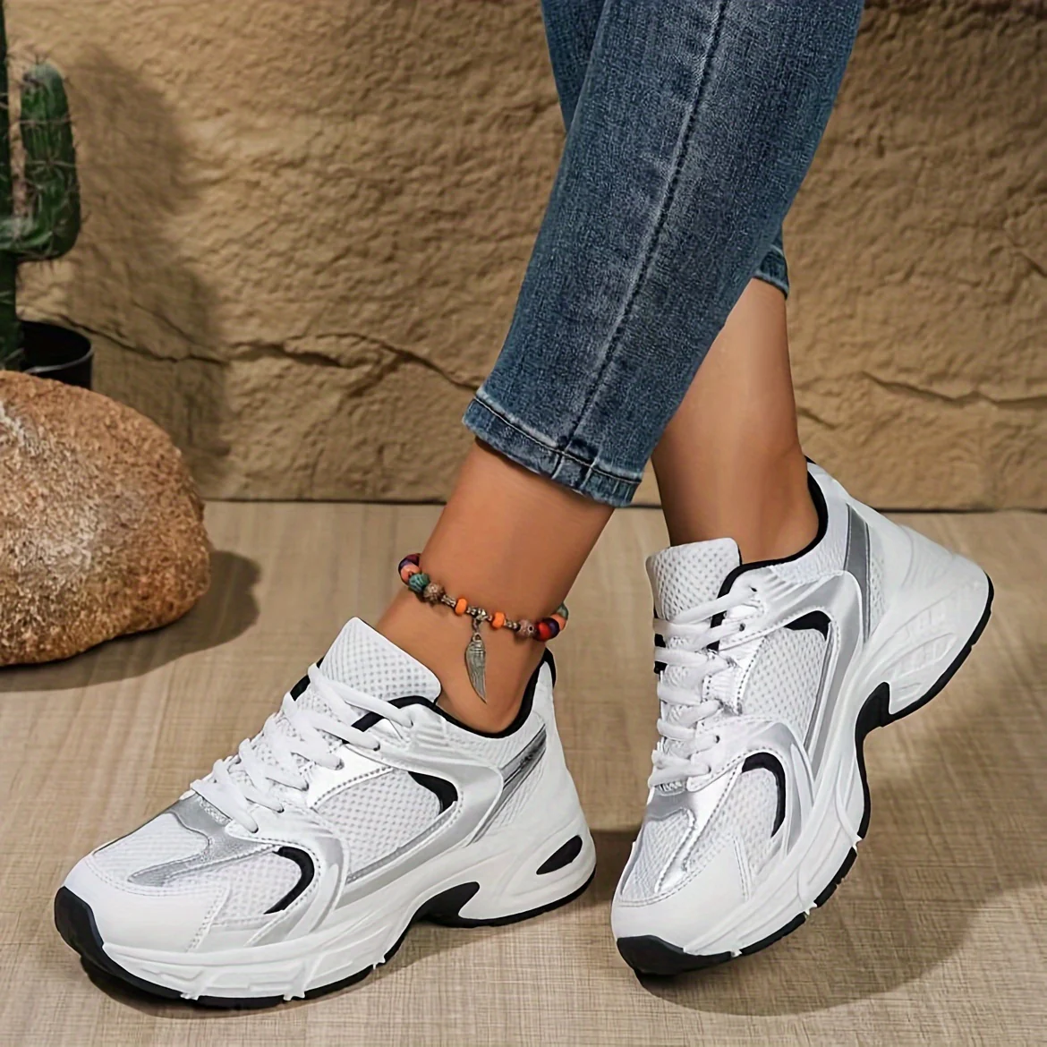 Baskets à plateforme épaisse pour femme – Dessus en maille respirante – Image 2