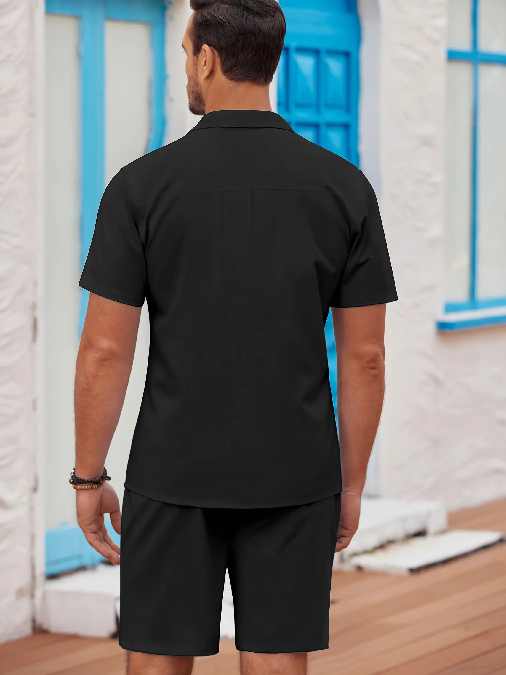 Ensemble 2 pièces pour hommes, chemises à revers ,Shorts décontractées – Image 8