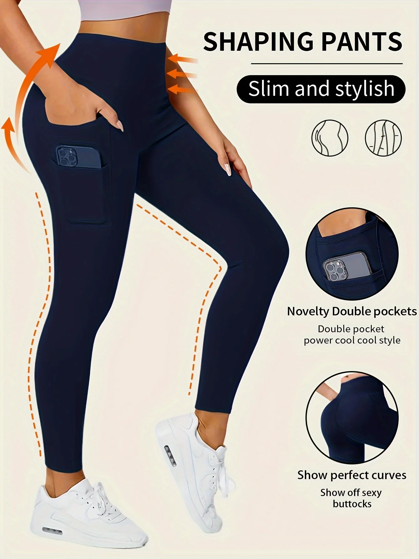 Leggings Slim taille haute sans couture avec poches latérales, vêtements de sport – Image 6