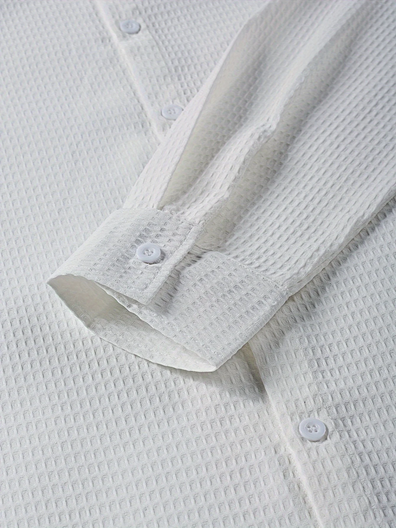 Chemise à revers à manches longues, texture gaufrée, décontractée, confortable – Image 7