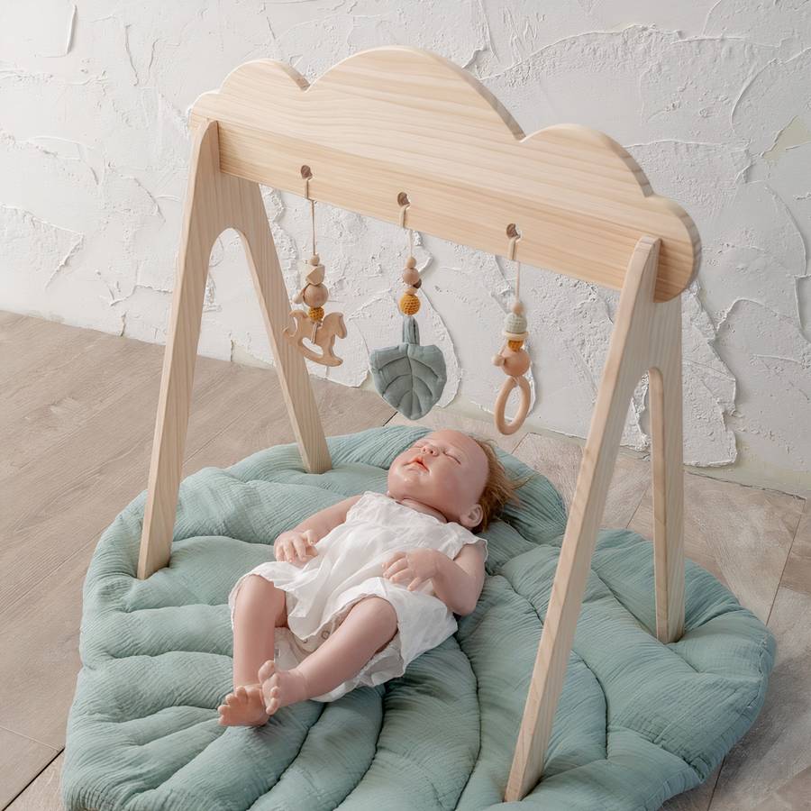 Tapis de sol bébé vert en coton pour bébé – Image 4