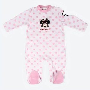 Barboteuse manches longues pour fille Minnie Mouse rose