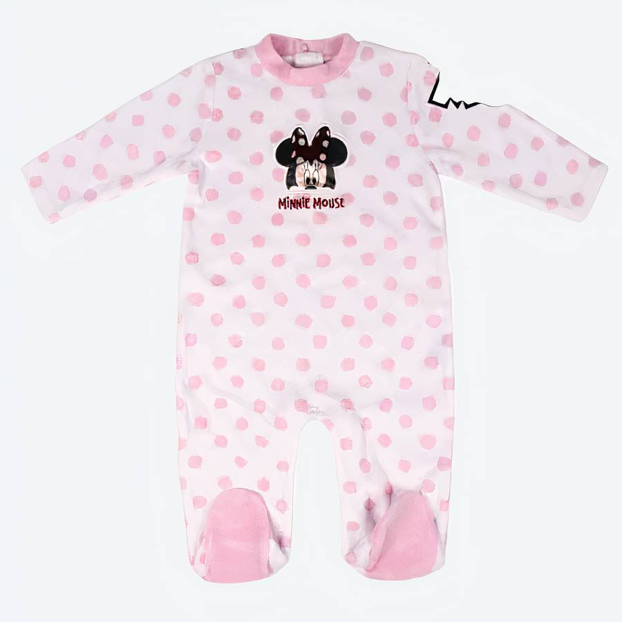 Barboteuse manches longues pour fille Minnie Mouse rose