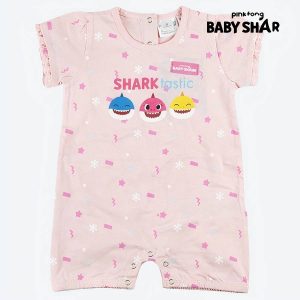 Barboteuse à manches courtes baby shark rose