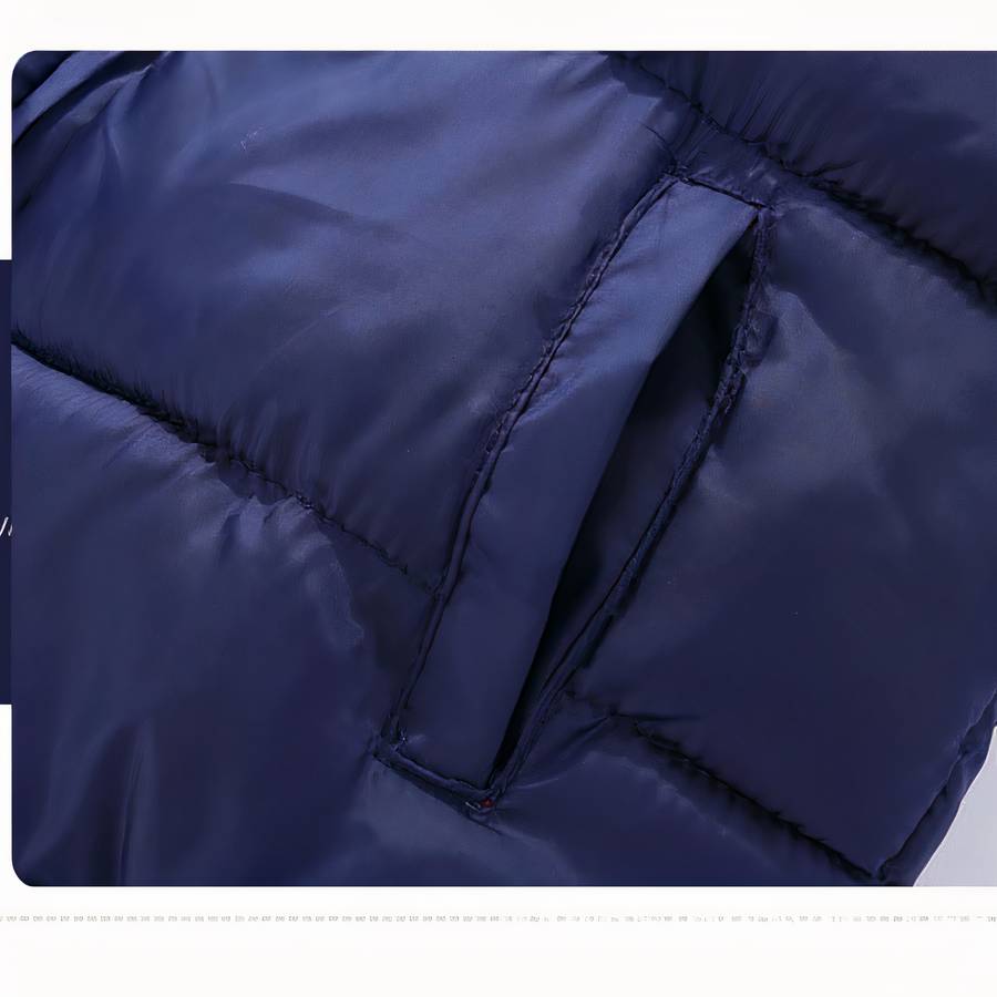 Doudoune bébé garçon bleue foncée rembourrée avec velours intérieur – Image 4