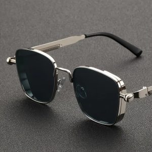 Lunettes carrées vintage de style Steampunk pour hommes, monture en acier inoxydable