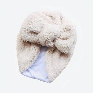 Turban pour bébé  d’hiver en tissu épais beige